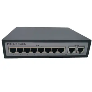 Harga pabrik 8 port POE switch 10/100Mbps Uplink 2 port Ethernet Supply keamanan kamera CCTV PoE switch 8 Port