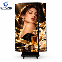 Écran LED pliable à trois volets P1.86 P2.5, signalisation numérique portable, kiosque publicitaire double face pour événements de vente au détail et expositions
