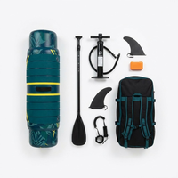 Planche de SUP gonflable vert foncé avec bordure jaune, kit complet portable avec sac à dos OEM