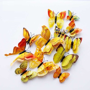 12 pegatinas de mariposas para pared, coloridas, imanes 3D de mariposas, calcomanías de pared de doble capa, mariposas removibles, arte de pared DIY, manualidades. - Product Image 5