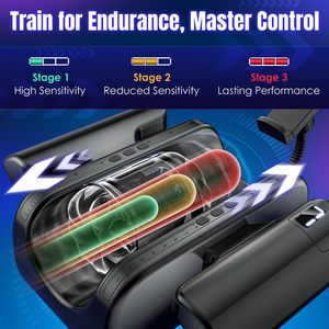 Jouets pour adultes Pocket Pussy avec longueur de poussée réglable de 7,8 pouces et 9 vitesses, jouet sexuel masculin LCD, masturbateurs mains libres - Product Image 1