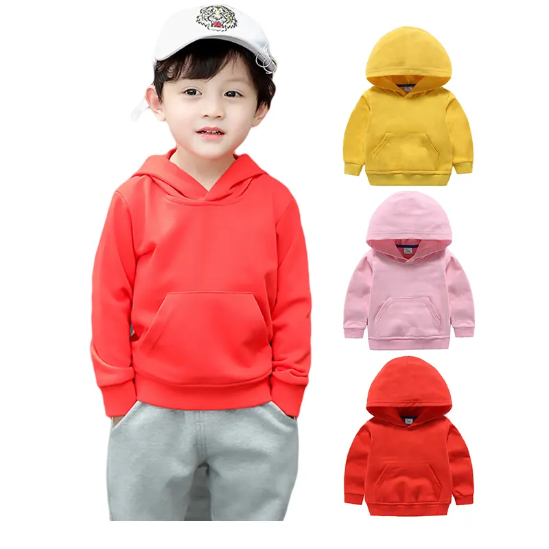 100% personnalisé plaine enfant en bas âge bébé enfants survêtements enfants petit garçon fille sweats à capuche enfant vêtements haut sweats couleur unie