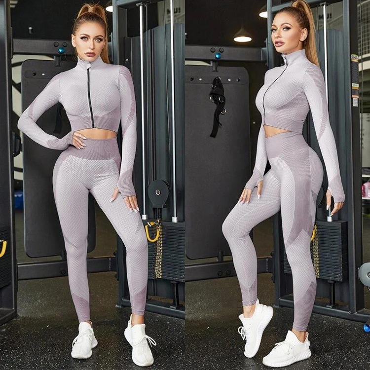 Spring Autumn Winter Yoga 2 Piece Set Women Casual Custom Sexy Sports O-neck Joggers Women Sets Logo Knit Sport Set Xl Pattern