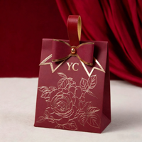 Boîte cadeau portable en papier personnalisable, idéale pour les souvenirs de mariage, vente chaude