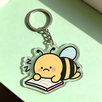 Porte-clés en acrylique transparent Abeille mignonne tendance personnalisée Porte-clés à breloques en acrylique transparent double face