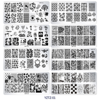 TAMAX Plaques de Stamping pour Décorations d'Ongles en Acrylique et Acier Inoxydable – 12 Motifs Feuilles et Floraux – Pochoirs de Manucure