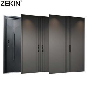 Zekin Modern Aluminum Front Door with Double Glass Panel As2047 Certified Entrance Door Custom Color Options - Product Image 1