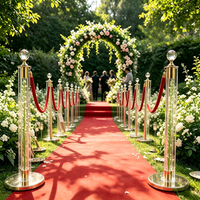 Poteau de délimitation LED en acrylique avec boule de cristal et base dorée, barrière en corde de velours pour mariages, tapis rouge, hôtels, fêtes, musées et événements