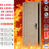 Certification EN1634 Porte intérieure coupe-feu d'une heure pour hôtel-appartement Portes en bois résistant au feu standard de qualité supérieure