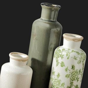 Ensemble de vases en céramique vintage style pastoral, glaçure craquelée, porcelaine bleue et blanche, pour arrangement floral, décoration intérieure, vente en gros - Product Image 4