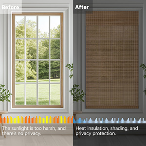 Sinsbest No Drill Sin herramientas Bambú Roman Shades, Oscurecimiento de la habitación Natural Inalámbrico, Protección UV Fácil de instalar Dormitorio <span class=keywords><strong>Cocina</strong></span> - Product Image 5