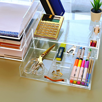Tiroir organiseur de bureau en acrylique, boîte à lettres, avec plateau