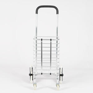 थोक सभी एल्यूमिनियम फ्रेम फोल्डिंग शॉपिंग कार्ट हेवी ड्यूटी सुपरमार्केट ट्रॉली बड़ी क्षमता 8 पहियों वाली शॉपिंग ट्रॉली - Product Image 6