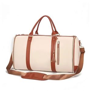 Sac de voyage vintage en toile PU pour femme, sac de week-end, sac de sport de grande capacité avec compartiment séparé pour chaussures - Product Image 1