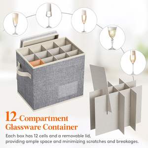 Pratico Organizzatore Pieghevole a 12 Scomparti per Calici da Vino, Nuovo Design in Poliestere Pongee Moderno - Product Image 2