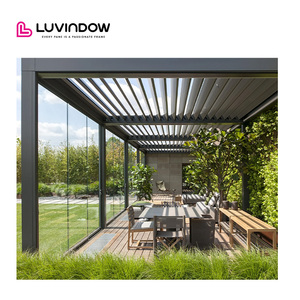 Luvindow Louver atap logam Aluminium, <span class=keywords><strong>Pergola</strong></span> Taman mewah Modern luar ruangan tahan air - Product Image 1