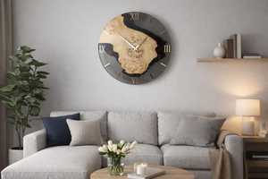 Reloj de Pared Moderno de Madera con Esfera Clásica de Números Romanos y Superficie Pulida Lisa, Elegante Reloj para Sala de Estar - Product Image 2