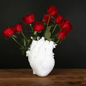 Jarrón de flores en forma de corazón, anatomico, creativo, alambre en forma de corazón para insertar en floreros, decoración de escritorio para el hogar