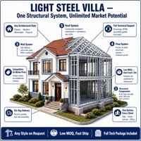 Villa Rangka Baja Ringan, Pasokan Pedagang, MOQ 1 Set, Langsung dari Pabrik, Baja Al Zn, Anti Korosi 300 Tahun, Semua Gaya, Dokumen Lengkap