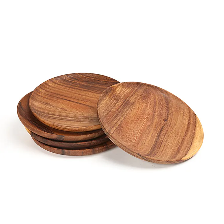 Hochwertige hölzerne Essteller Snackplatte Mini-Serviergläser 10 Zoll runde Holzteller für Restaurant