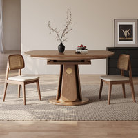 Chinesischer Retro-Esstisch im Rund-und-Quadratisch-Design, Hochwertig und Integriert, Geeignet für Familien, Hotels und Restaurants