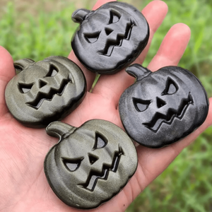 Sculpture de tête de fantôme citrouille en obsidienne faite à la main de haute qualité, style bohème, pour la décoration intérieure, vente en gros - Product Image 6