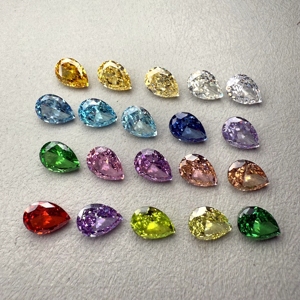 Pierres de zircon cubique HQ GEMS, forme <span class=keywords><strong>poire</strong></span> glacée, 3x5mm à 12x16mm, couleurs mélangées, pierres synthétiques CZ de Wuzhou - Product Image 1
