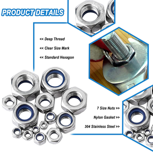 Écrous hexagonaux autobloquants en acier inoxydable 316 A4 M2.5 M3 M4 M5 M6 M8 <span class=keywords><strong>M10</strong></span> M12 M16 avec insert en nylon DIN985 - Product Image 2
