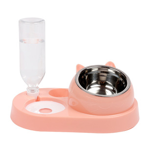 Stainless Steel 2 in 1 Combinations <b>Cat</b> Bowl Pet Double Bowl Pet <b>Feeder</b> Automatic <b>Cat</b> Drinking Fountain - Product Image 6