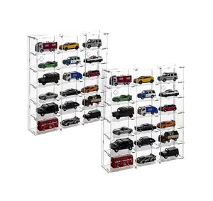 壁式压铸模型汽车柜亚克力1/64比例玩具车车轮火柴盒展示柜支架