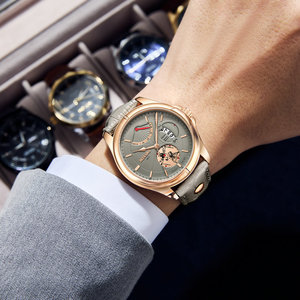 Orologio da Uomo Casual Sportivo, Orologio al Quarzo alla Moda con Cinturino in Pelle, Lusso di Alta Gamma, Impermeabile, con Luce Notturna e Data - Product Image 5