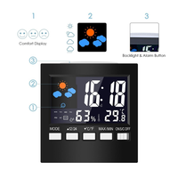 Horloge de bureau numérique intelligente à commande vocale LED, analogique, en ABS, avec alarme, calendrier, fonction snooze, station météo, température, humidité, décoration pour la maison et le bureau