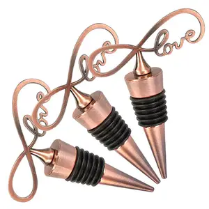 Wedding Favors Party Gift Items Bar Family Use Red Bronze Zinc Alloy Romantic Infinite Shape LOVE Wine Bottle Stopper