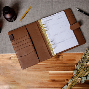 Custom High Quality 6 <b>Ring</b> <b>A5</b> Size Loose-Leaf Hardcover Promotional Planner <b>Binder</b> Cover PU Leather School Supplies Custom - Product Image 4