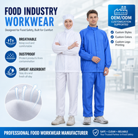 Combinaison de travail respirante et anti-poussière pour l'industrie alimentaire, unisexe, avec plusieurs couleurs au choix