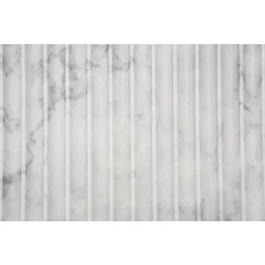 Natural stone wall pencil round stripe border fluted panel slab flute marble stone tile fluted marble