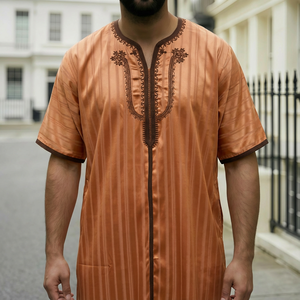 Alaseel moroccan thawb สำหรับผู้ชายผ้าโพลีเอสเตอร์ระบายอากาศอาหรับ jubba Eid สำหรับงานแต่งงานมัสยิดเสื้อผ้าทางศาสนา - Product Image 2