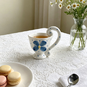 Tazza da <span class=keywords><strong>Caffè</strong></span> in Ceramica Floreale Vintage, Tazza Dipinta a Mano con Manico a Spirale per Tè, <span class=keywords><strong>Caffè</strong></span>, Arredamento Casa - Product Image 3