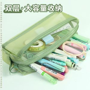 Estuche Transparente de Gran Capacidad con Cierre de Cremallera y Doble Capa para Material Escolar, Estuche para Lápices para Exámenes, de Alta Calidad, Estilo <span class=keywords><strong>Instagram</strong></span> - Product Image 3