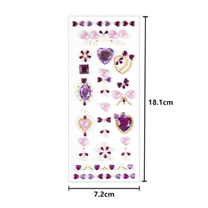 Wholesale 3D Crystal acrylic <b>Stickers</b> Self Adhesive Gem Jewel Decals Heart Star <b>Flower</b> Shapes for DIY Crafts Phone Decoration - Product Image 6