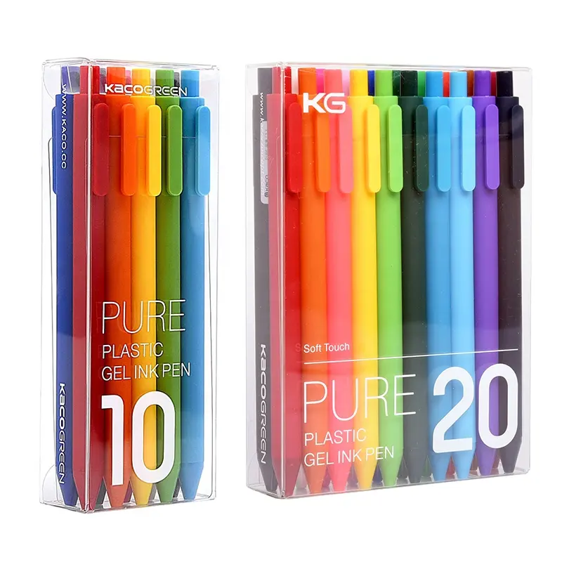 KACO PURE Retractable Refillable Gel Ink Pens 0.5mm Fine Point 5 Colors Set Colored Ink