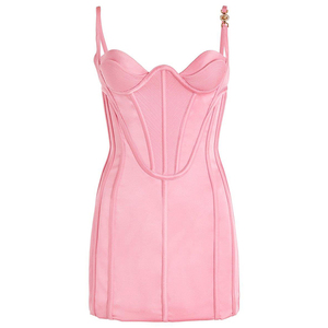 <span class=keywords><strong>Rosa</strong></span> elegante Casual verano corsé encuadernación Club <span class=keywords><strong>fiesta</strong></span> moda lujo sin tirantes mujeres Bodycon Mini vestido <span class=keywords><strong>de</strong></span> noche - Product Image 5