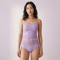 Culottes taille mi-haute en dentelle lavande pour femme, avec ceinture florale en dentelle, romantiques, extensibles, tricotées, avec entrejambe en Spandex/Nylon