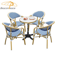 Mobilier de restaurant de plein air empilable vintage français bistro chaie fauteuil de salle à manger en rotin pour café