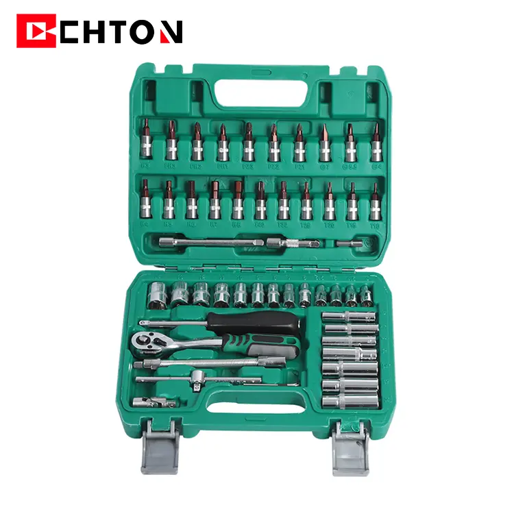 53 Stuks Groene Doos S2 Schroevendraaier Bits Gereedschapskist Handgereedschap Hardware Set 72 Tanden Ratelsleutel Doppenset