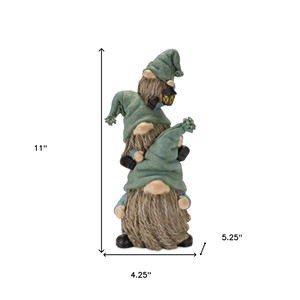 HMS Set di due 11 \ "Polyresin sculture da tavolo natale blu e verde figurine di decorazioni Festive per decorazioni natalizie - Product Image 5