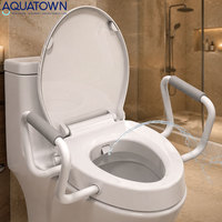 Siège de toilette surélevé avec barre de sécurité, bidet électronique sans électricité, installation sans perçage pour seniors, couleur personnalisée OEM, utilisation en salle de bain