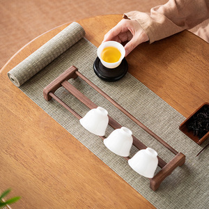 Walnut Wood <b>Teacup</b> Drain Rack Solid Wood Tea Set Storage Rack Small <b>Teacup</b> Display Rack Tea Ceremony Accessories - Product Image 1