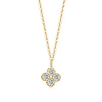Collier pendentif fleur en argent sterling S925 plaqué or de haute qualité, trèfle à quatre feuilles porte-bonheur, tendance, zircon, chaîne claviculaire