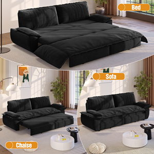 Canapé-lit convertible moderne 3-en-1 en velours côtelé, taille King (94,5 po), pour chambre et appartement - Product Image 3